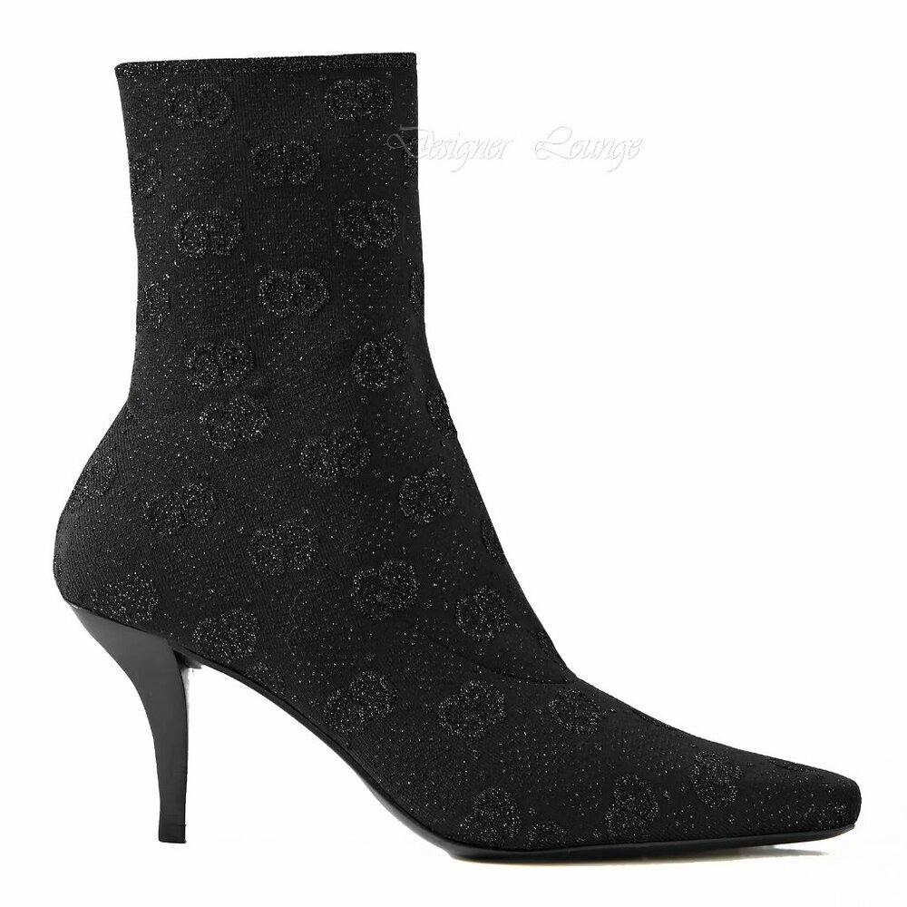 NEW GUCCI Demi Logo-Jacquard Metallic Stretch-Knit Ankle Boots EU 37 $1,250 - Picture 2 of 12